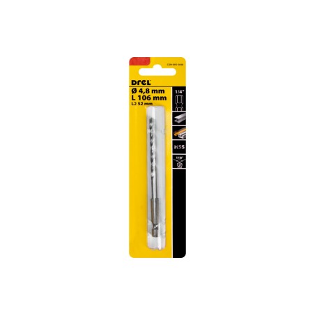 Wiertło do metalu 4.8 mm, uchwyt quick change Hex, szlifowane