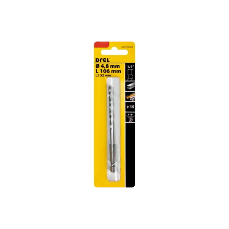 Wiertło do metalu 4.8 mm, uchwyt quick change Hex, szlifowane
