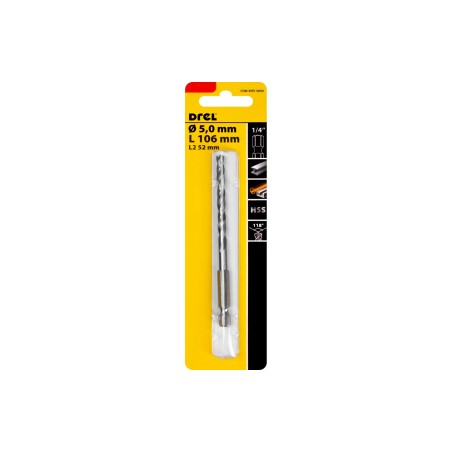 Wiertło do metalu 5.0 mm, uchwyt quick change Hex, szlifowane