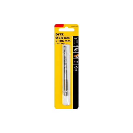 Wiertło do metalu 5.0 mm, uchwyt quick change Hex, szlifowane