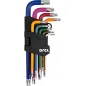 Zestaw kluczy Torx z otworem, kolorowe, T10-50, długie, 9 szt.