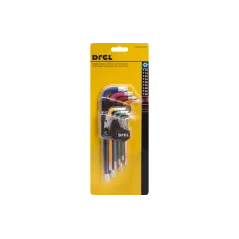 Zestaw kluczy Torx z otworem, kolorowe, T10-50, długie, 9 szt.
