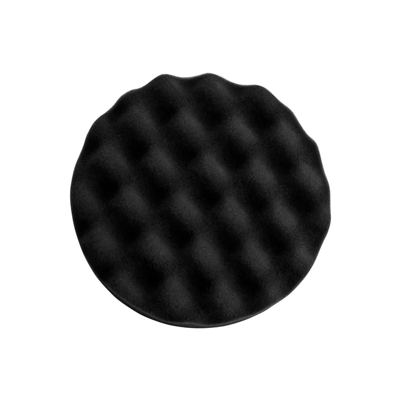 Gąbka polerska 150 mm, karbowana, z rzepem, miękka, czarna, do mleczka JU-RFP-7001 "Ultra fine"