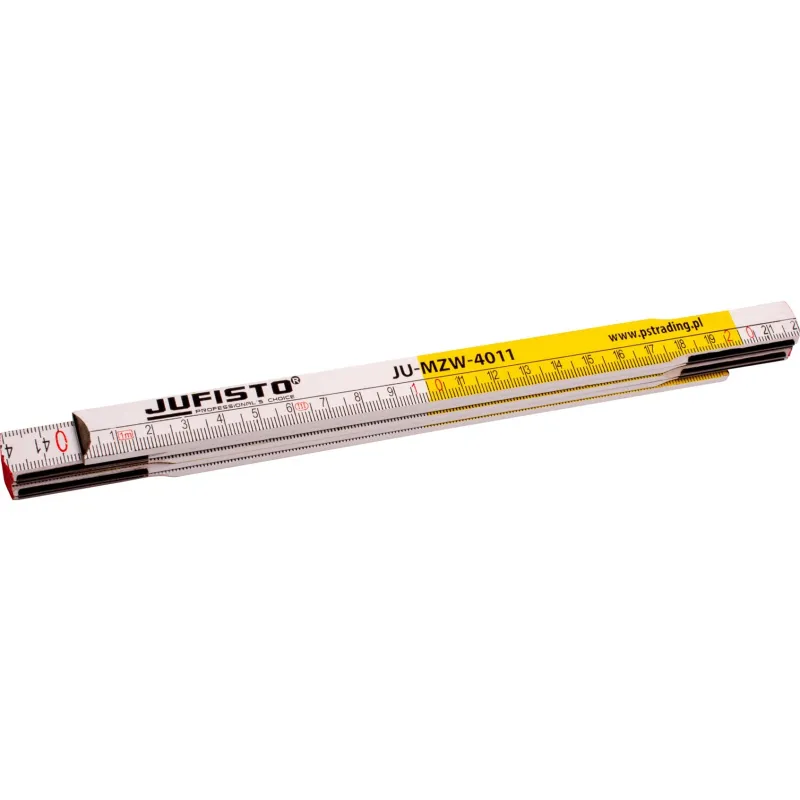 Miara składana drewniana 1 m, biało - żółta Miara składana drewniana 1 m, biało - żółta