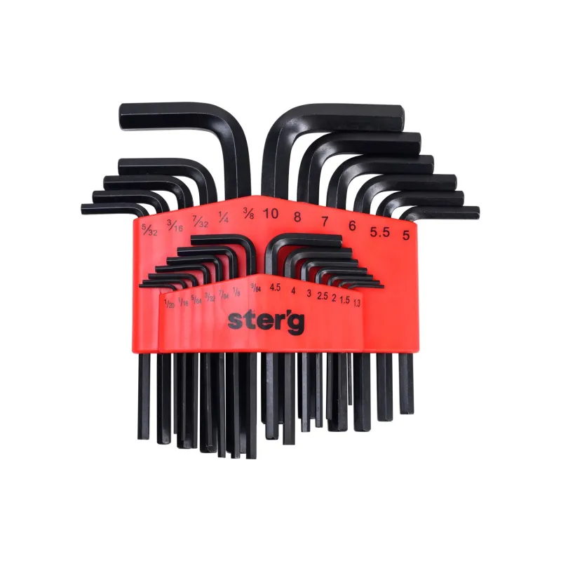 Klucze sześciokątne metryczne (1-10 mm) i calowe (1/20 - 3/8"), 25 szt.