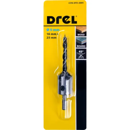 Fazownik do drewna 5 x 16 x 25 mm z wiertłem