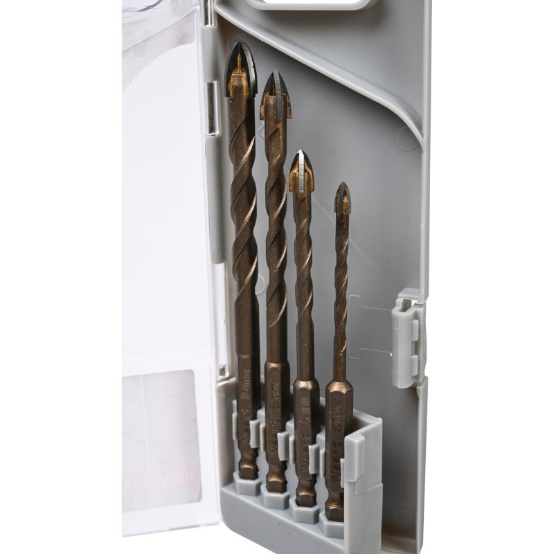 Zestaw wierteł uniwersalnych 4 pcs, uchwyt quick change hex