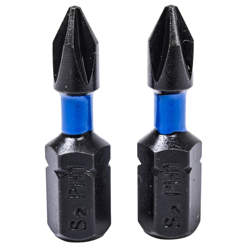 Końcówki wkrętakowe udarowe krzyżowe PH1 x 25 mm, 2 szt.