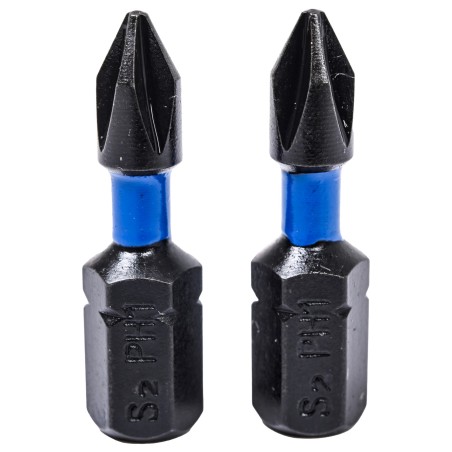Końcówki wkrętakowe udarowe krzyżowe PH1 x 25 mm, 2 szt.