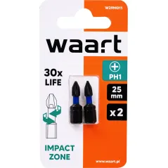 Końcówki wkrętakowe udarowe krzyżowe PH1 x 25 mm, 2 szt.