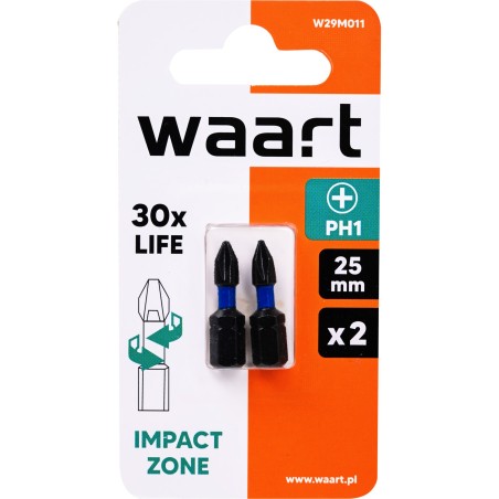 Końcówki wkrętakowe udarowe krzyżowe PH1 x 25 mm, 2 szt.