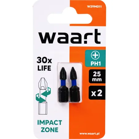Końcówki wkrętakowe udarowe krzyżowe PH1 x 25 mm, 2 szt.