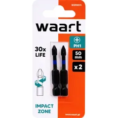 Końcówki wkrętakowe udarowe krzyżowe PH1 x 50 mm, 2 szt.