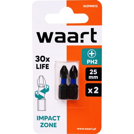 Końcówki wkrętakowe udarowe krzyżowe PH2 x 25 mm, 2 szt.