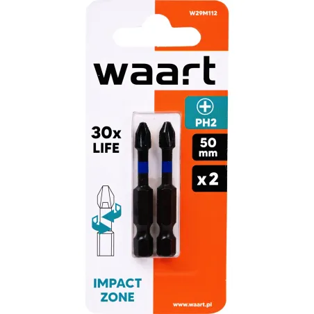 Końcówki wkrętakowe udarowe krzyżowe PH2 x 50 mm, 2 szt.