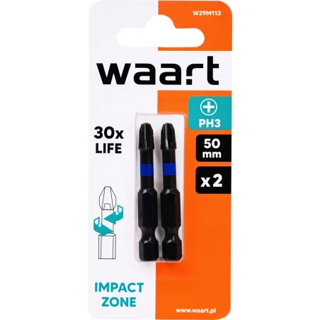 Końcówki wkrętakowe udarowe krzyżowe PH3 x 50 mm, 2 szt.