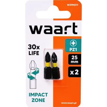 Końcówki wkrętakowe udarowe krzyżowe PZ1 x 25 mm, 2 szt.