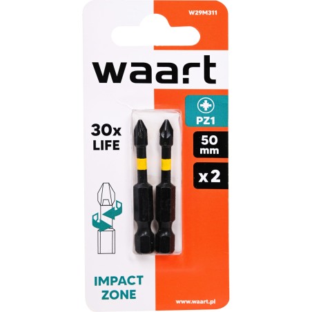Końcówki wkrętakowe udarowe krzyżowe PZ1 x 50 mm, 2 szt.