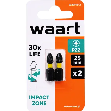 Końcówki wkrętakowe udarowe krzyżowe PZ2 x 25 mm, 2 szt.