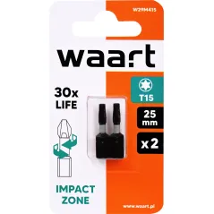 Końcówki wkrętakowe udarowe Torx T15 x 25 mm, 2 szt.