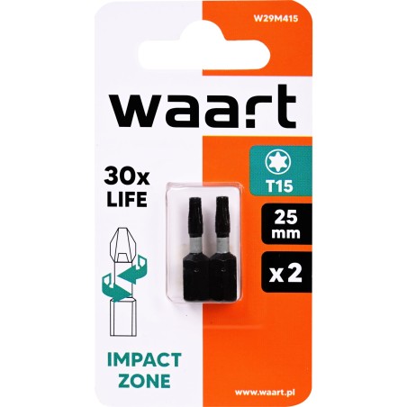 Końcówki wkrętakowe udarowe Torx T15 x 25 mm, 2 szt.
