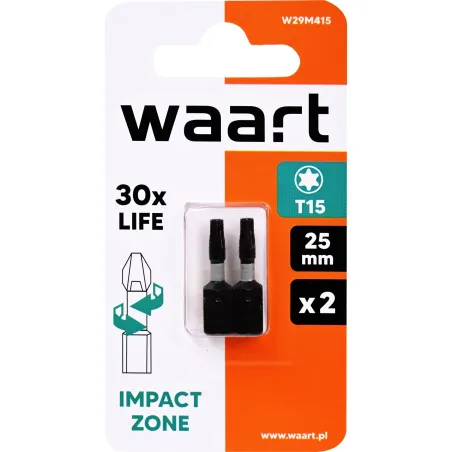 Końcówki wkrętakowe udarowe Torx T15 x 25 mm, 2 szt.