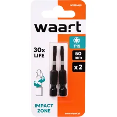 Końcówki wkrętakowe udarowe Torx T15 x 50 mm, 2 szt.