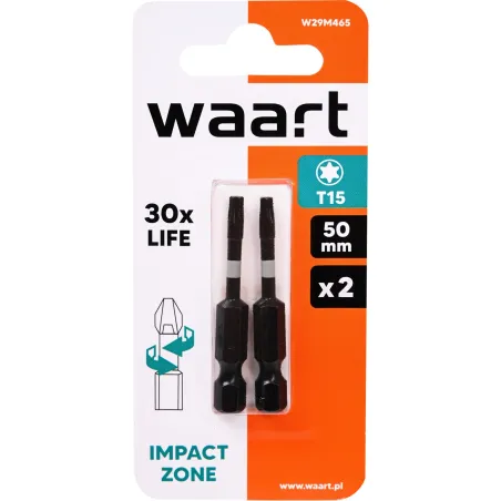 Końcówki wkrętakowe udarowe Torx T15 x 50 mm, 2 szt.