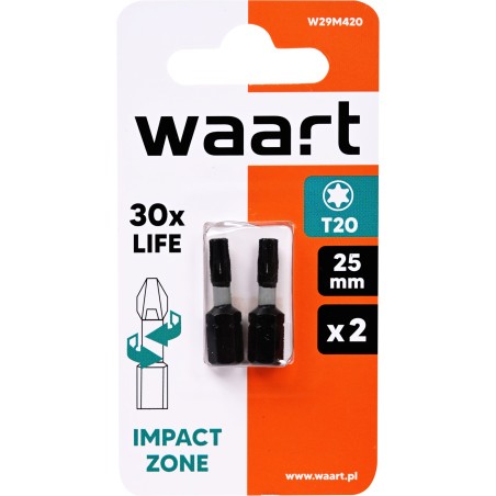 Końcówki wkrętakowe udarowe Torx T20 x 25 mm, 2 szt.