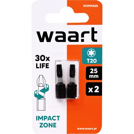 Końcówki wkrętakowe udarowe Torx T20 x 25 mm, 2 szt.
