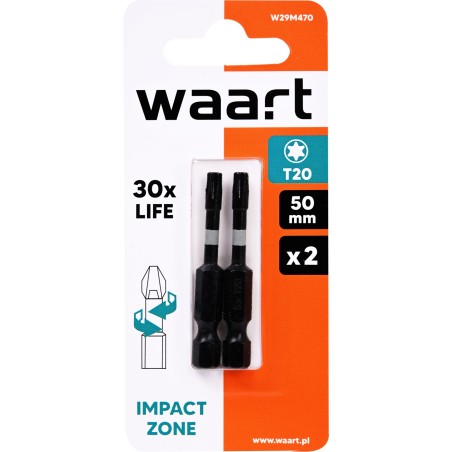 Końcówki wkrętakowe udarowe Torx T20 x 50 mm, 2 szt.