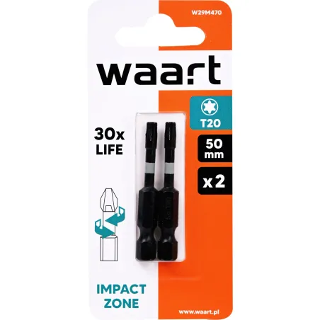 Końcówki wkrętakowe udarowe Torx T20 x 50 mm, 2 szt.