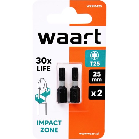 Końcówki wkrętakowe udarowe Torx T25 x 25 mm, 2 szt.