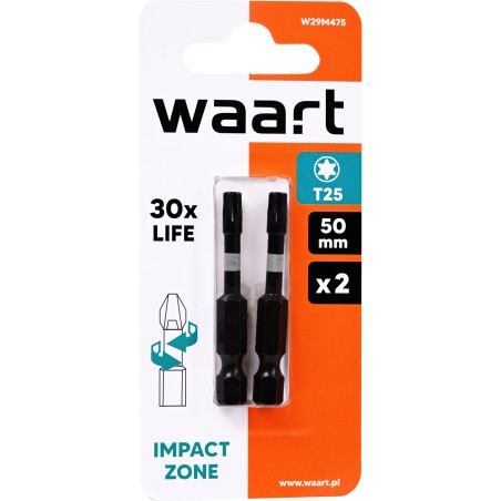 Końcówki wkrętakowe udarowe Torx T25 x 50 mm, 2 szt.