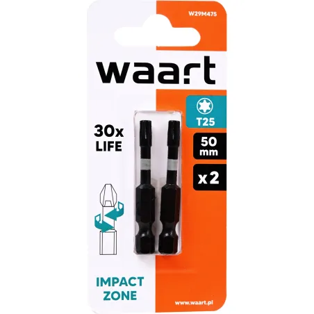 Końcówki wkrętakowe udarowe Torx T25 x 50 mm, 2 szt.