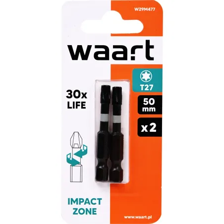 Końcówki wkrętakowe udarowe Torx T27 x 50 mm, 2 szt.
