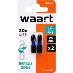 Końcówki wkrętakowe udarowe krzyżowe PH3 x 25 mm, 2 szt.