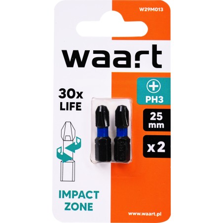Końcówki wkrętakowe udarowe krzyżowe PH3 x 25 mm, 2 szt.