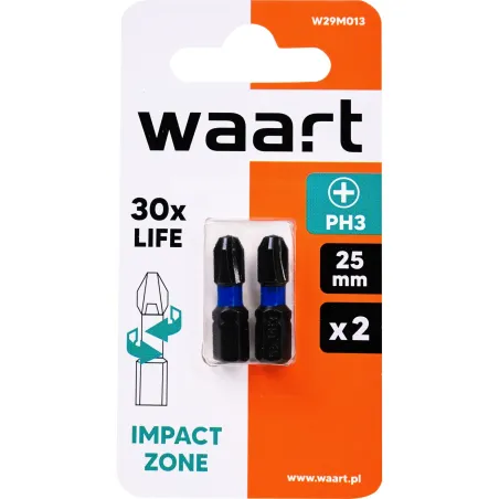 Końcówki wkrętakowe udarowe krzyżowe PH3 x 25 mm, 2 szt.