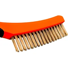 Szczotka druciana, drut mosiądzowany, 4 x 16, 260 mm, plastikowa