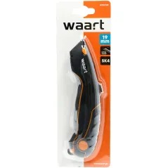 Nóż z ostrzem trapezowym 19 mm, SK4, aluminiowa obudowa - gumowana