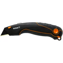 Nóż z ostrzem trapezowym 19 mm, SK4, aluminiowa obudowa - gumowana