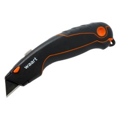 Nóż z ostrzem trapezowym 19 mm, SK4, aluminiowa obudowa - gumowana