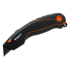 Nóż z ostrzem trapezowym 19 mm, SK4, aluminiowa obudowa - gumowana