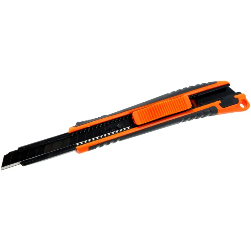 Nóż z ostrzem łamanym 9 mm, czarne ostrze SK4, miękki uchwyt