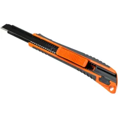 Nóż z ostrzem łamanym 9 mm, czarne ostrze SK4, miękki uchwyt