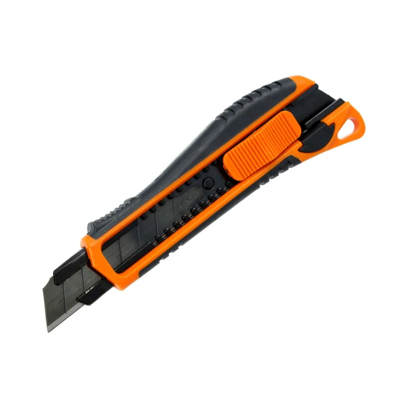 Nóż z ostrzem łamanym 18 mm, czarne ostrze SK4, miękki uchwyt