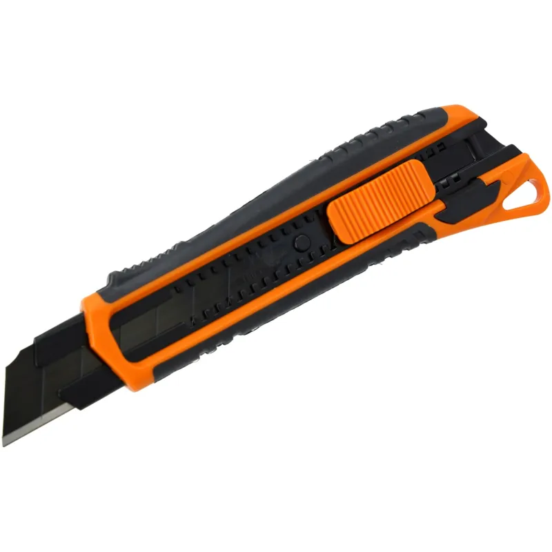 Nóż z ostrzem łamanym 25 mm, czarne ostrze SK4, miękki uchwyt