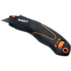 Nóż z ostrzem trapezowym 19 mm, SK4, miękki uchwyt, ABS, 2w1 opcja bezpiecznego noża