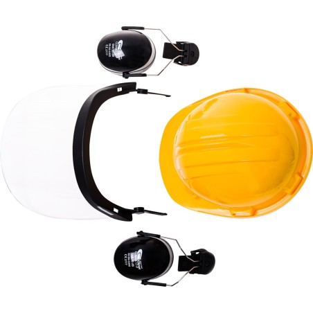 Kask ochronny – zestaw słuchawki, przyłbica poliwęglanowa
